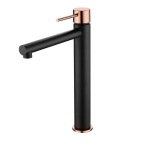 Mitigeur lavabo haut loop k noir mat manette or rose brossé