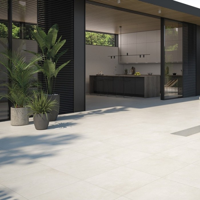 dalle extérieure Geotiles, dalle 60x60 2cm terrasse, dalle grès cérame extérieur, dalle terrasse antidérapante, dalle effet béton beige extérieur, dalle rectifiée 20mm, terrasse moderne Geotiles